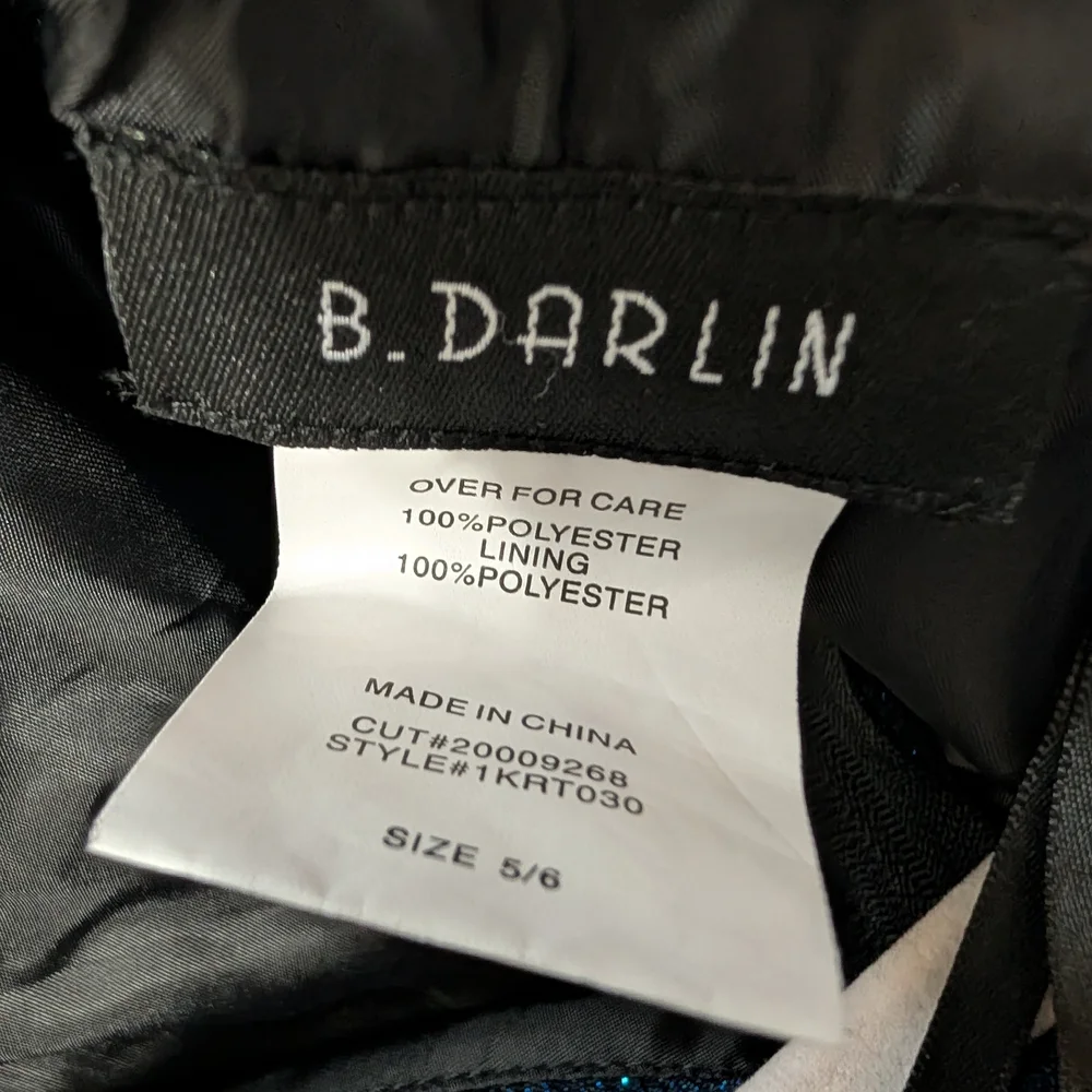 B. Darlin Black and Blue Shimmer Dress With Slit Prom Or MOB - Picture 9 of 11